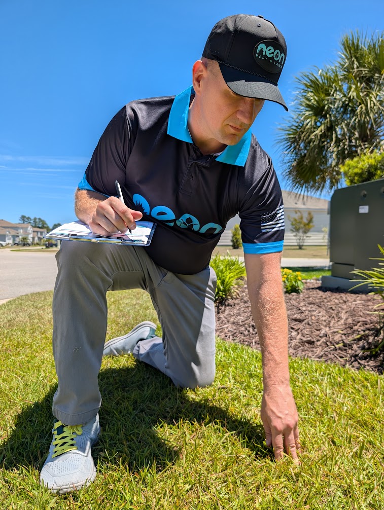 Neon technician checking a property during a free evaluation